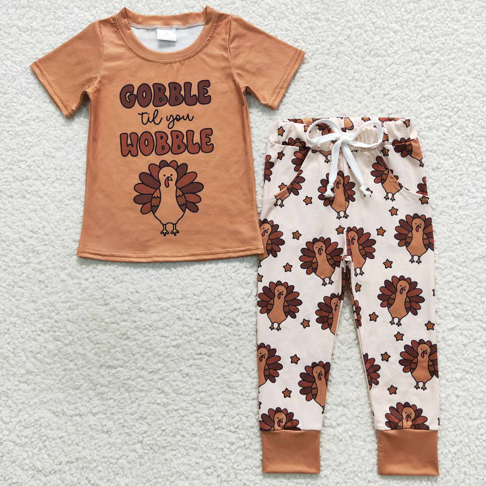 Boutique Girls Clothes Turkey Print Cute Kids Sibling Outfits BSPO0119 GSPO0702