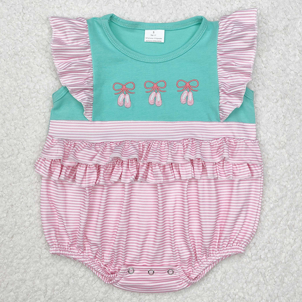 Baby Infant Girls Rompers Ballet Shoes Flutter Sleeve Rompers SR2326