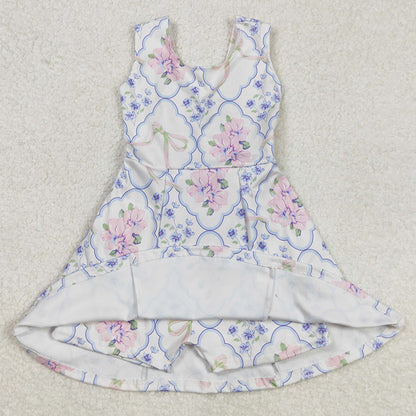 Baby Girls Dress Pink Flowers Bows Athletic Dresses GSD1864