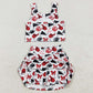 Baby Girls Clothes Team Red Football Bows Vest Top Short Skirts Yoga Sets GSD2693 7.10