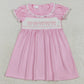 Smocked Embroidery Baby Girls Dress Ruffle Sleeves Bows Knee Length Dresses GSD2718 8.9
