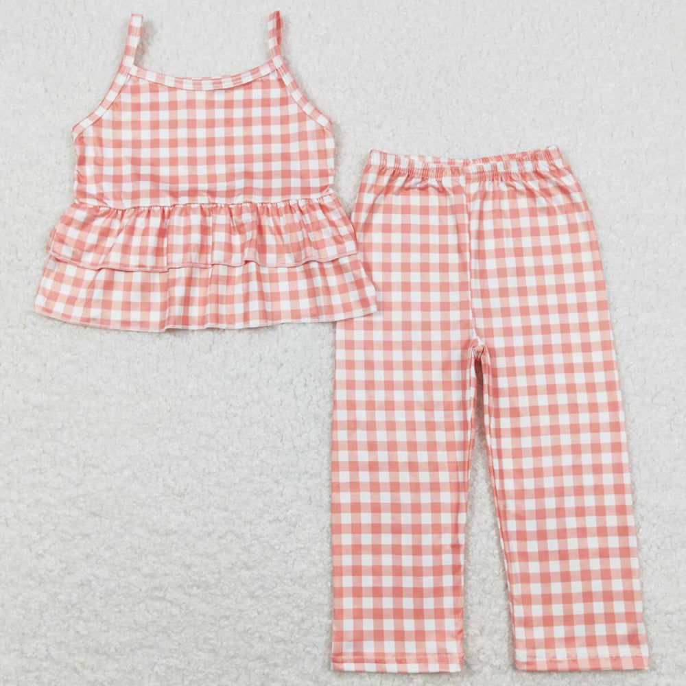 Baby Girls Clothes Orange Checkered Tunic Top Wide Leg Pants Sets GSPO1377