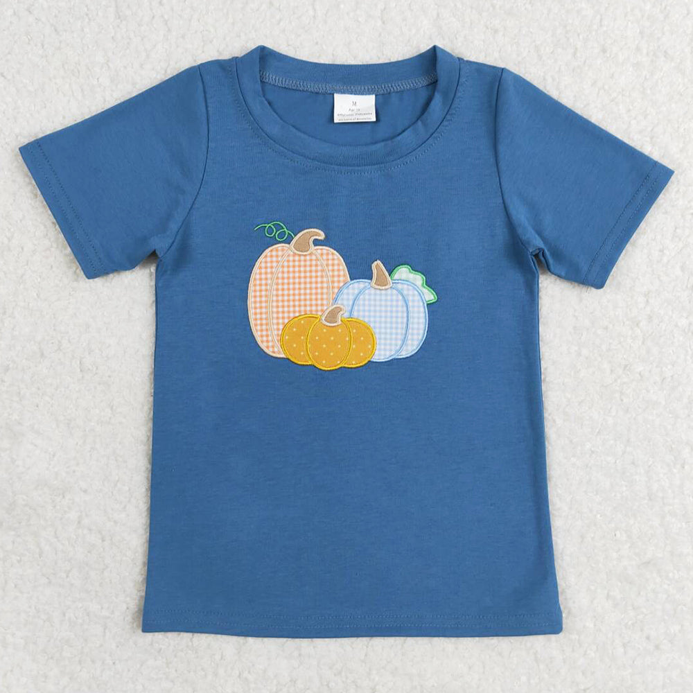 Boutique Baby Boys Clothes Top Pumpkin Embroidery Halloween Boys T-shirts BT0824