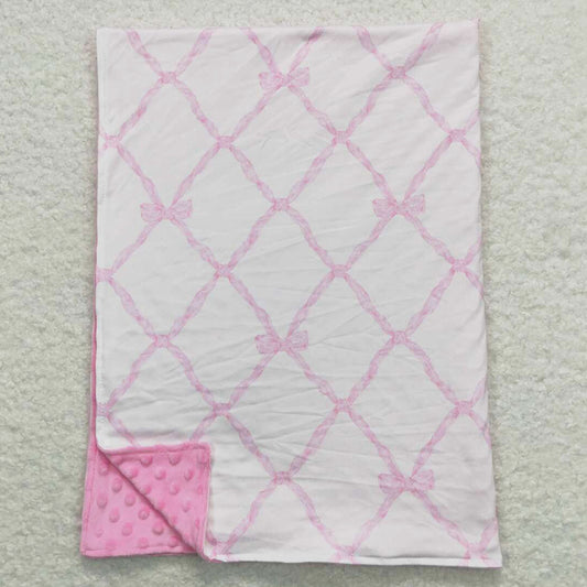 Baby Girls Blankets Pink Bows Minky Blankets BL0132