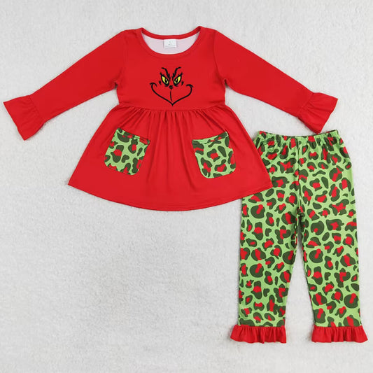 Baby Girls Clothes Christmas Red Tops Leopard Pants Sets Preorder GLP1322