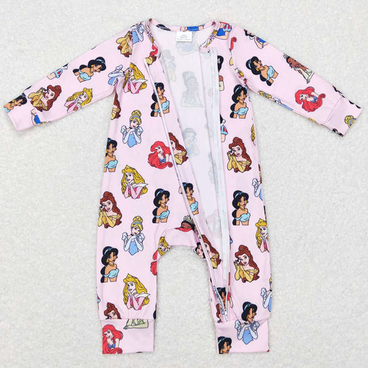 Baby Infant Girls Romper Long Sleeve Princess Zip Rompers