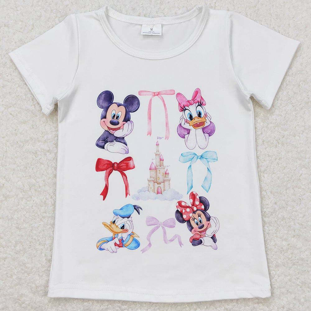 Baby Girls Clothes Shirts Cartoon Bows Short Sleeve Shirts Tops GT0570