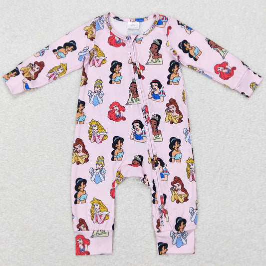 Baby Infant Girls Romper Long Sleeve Princess Zip Rompers