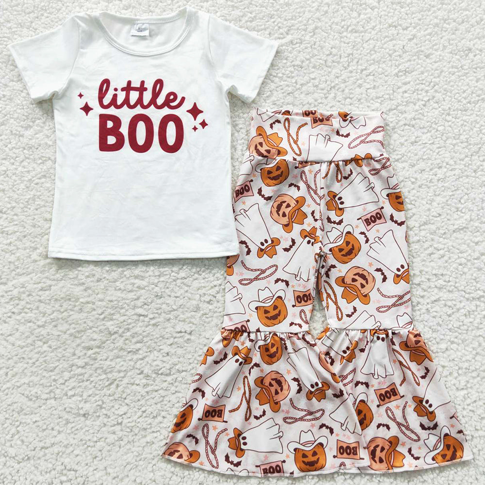 Halloween Girls Clothing Bell Bottom Outfits with Bow Boutique Sets GSPO0723