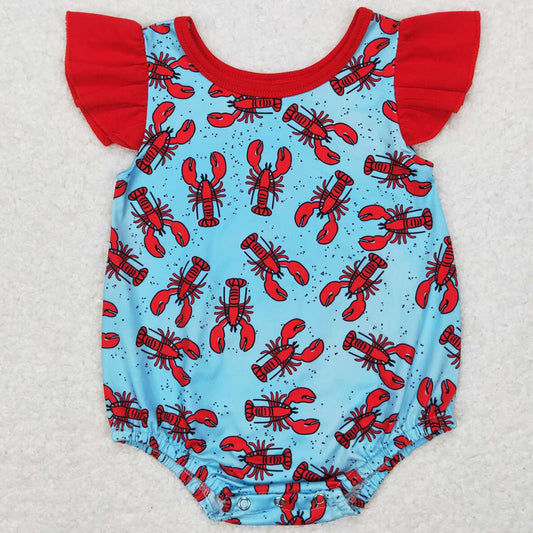 Baby Infants Kids Rompers Crawfish Flutter Sleeve Rompers