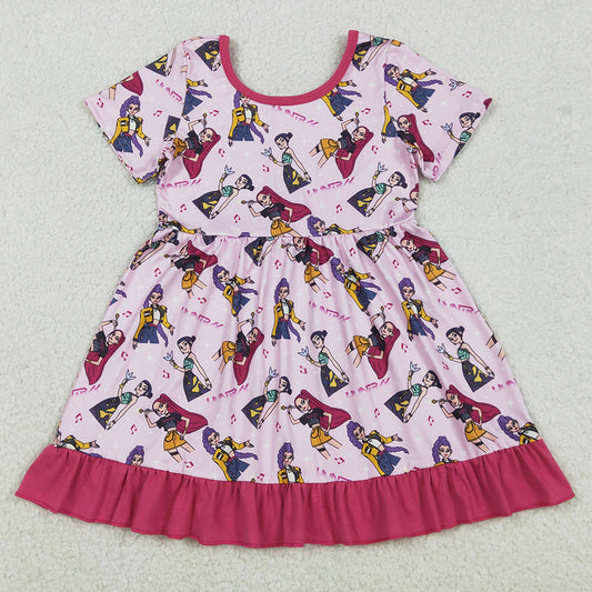 Baby Girls Dress Short Sleeve Demon Hunter Ruffle Knee Length Dresses GSD2917 12.3