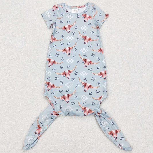 Newborn Infant Baby Gowns Cow Print Short Sleeve Baby Kids Nightgown NB0029