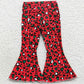 Girls Denim Bell Pants Red Leopard Jeans Pants P0229