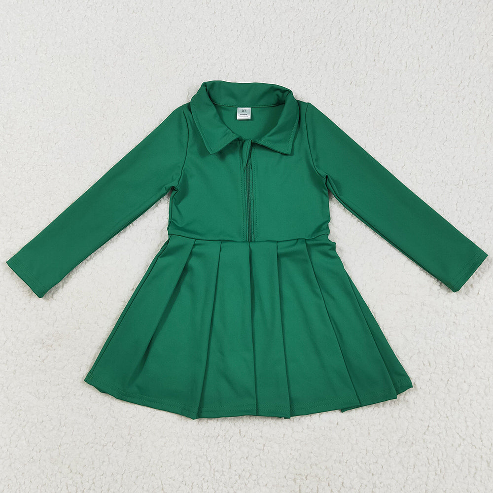 Baby Girls Yoga Dress Green Long Sleeves Zipper Knee Length Dresses GLD1148 7.18