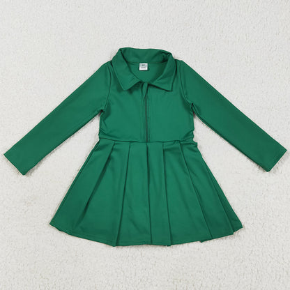 Baby Girls Yoga Dress Green Long Sleeves Zipper Knee Length Dresses GLD1148 7.18