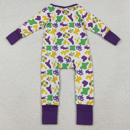 Baby Girls Rompers Camo Crayfishes Mardigras Zipper Footie Rompers LR2637 10.3
