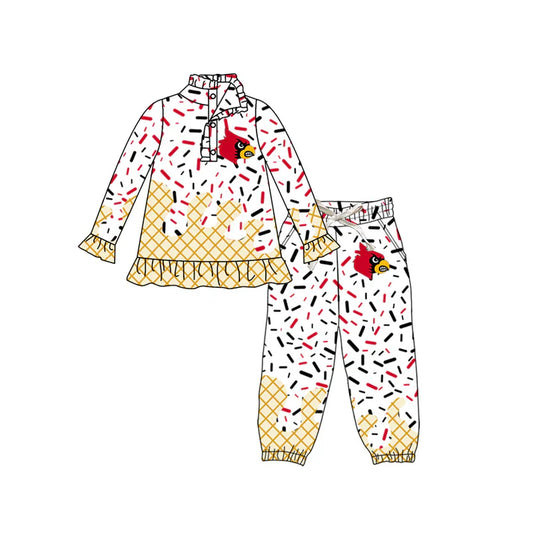 preorder(moq 5) Baby girls Red Bird Team long Sleeve Tee Shirt pants Clothes Sets 6.12