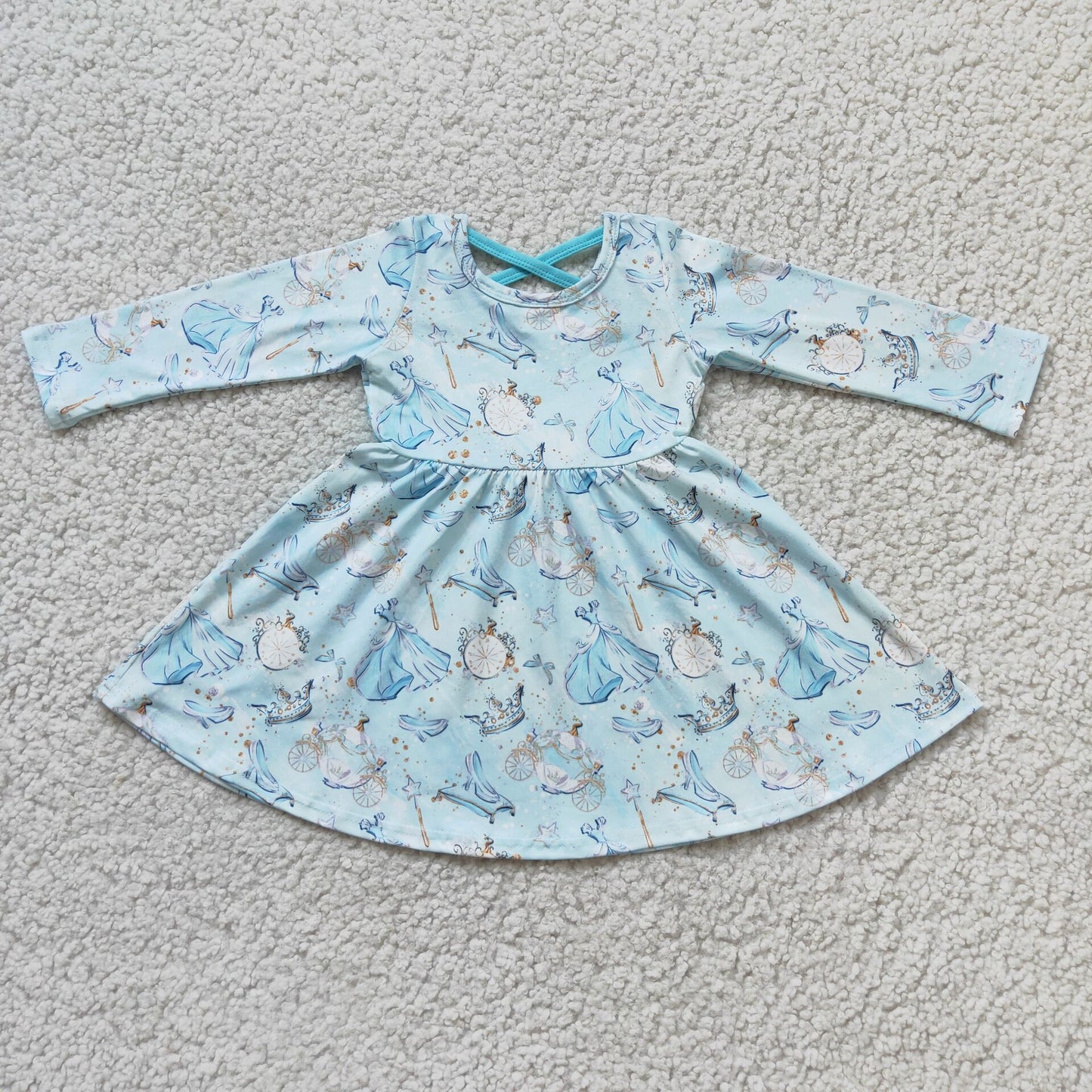 Fashion Kids Girls Dress Long Sleeve Twirl Dresses 6 A13-3