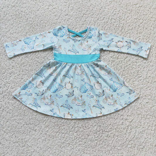 Fashion Kids Girls Dress Long Sleeve Twirl Dresses 6 A13-3