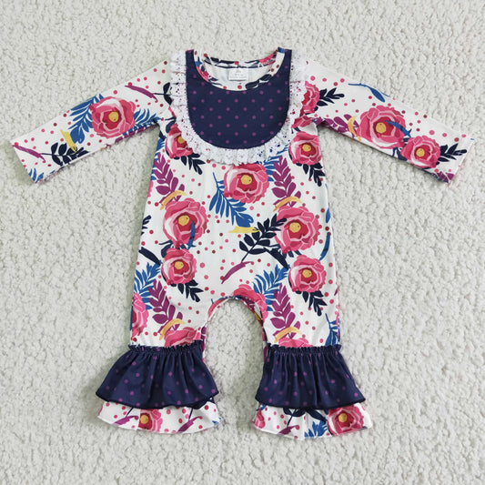 Hot Sale Baby Girls Rompers Flower Print Cute Toddler Girls Rompers 6 A25-17 12.20