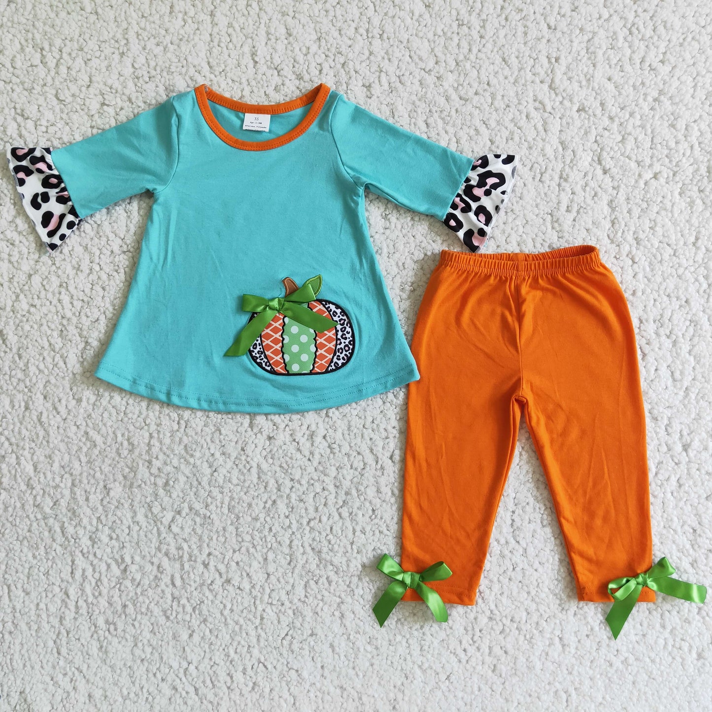 Pumpkin Embroidery Girls Clothing Halloween Outfits 6 A3-12