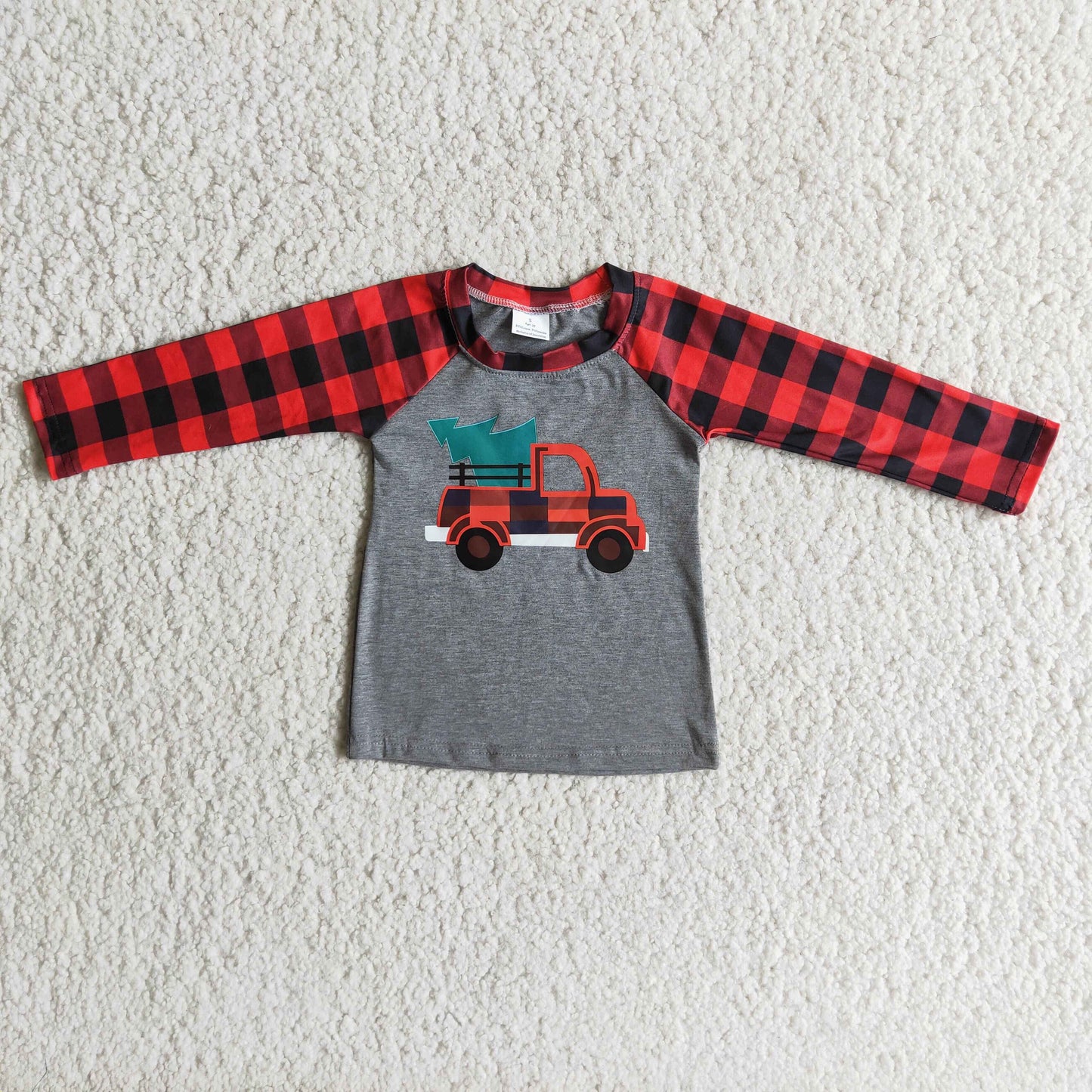 Boys T-shirts Christmas Tractor Tree Shirt 6 A33-2 11.19
