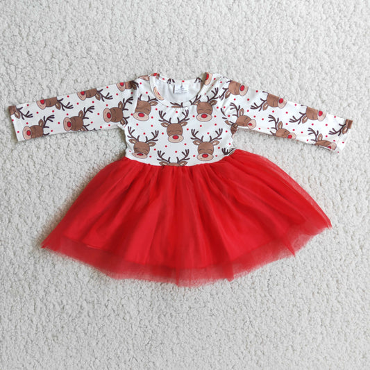 Deer Print Girls Dress Tutu Dresses 6 A4-20