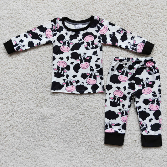 Boutique Kids Girls Pajamas Cow Print Sleepwear 6 A7-1