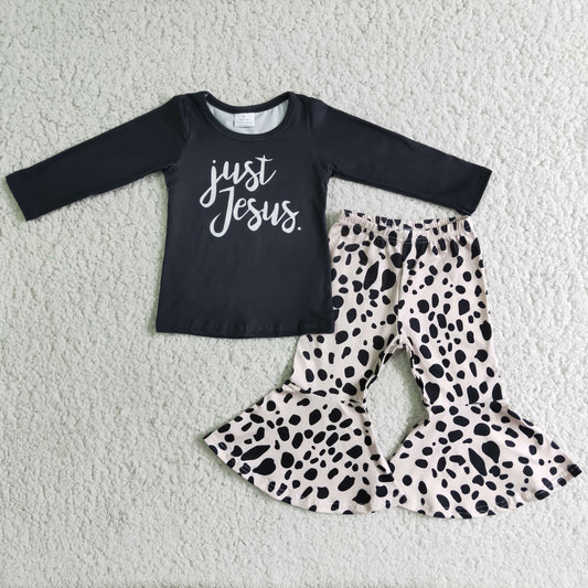 Boutique Girls Clothes Leopard Bell Bottom Outfits