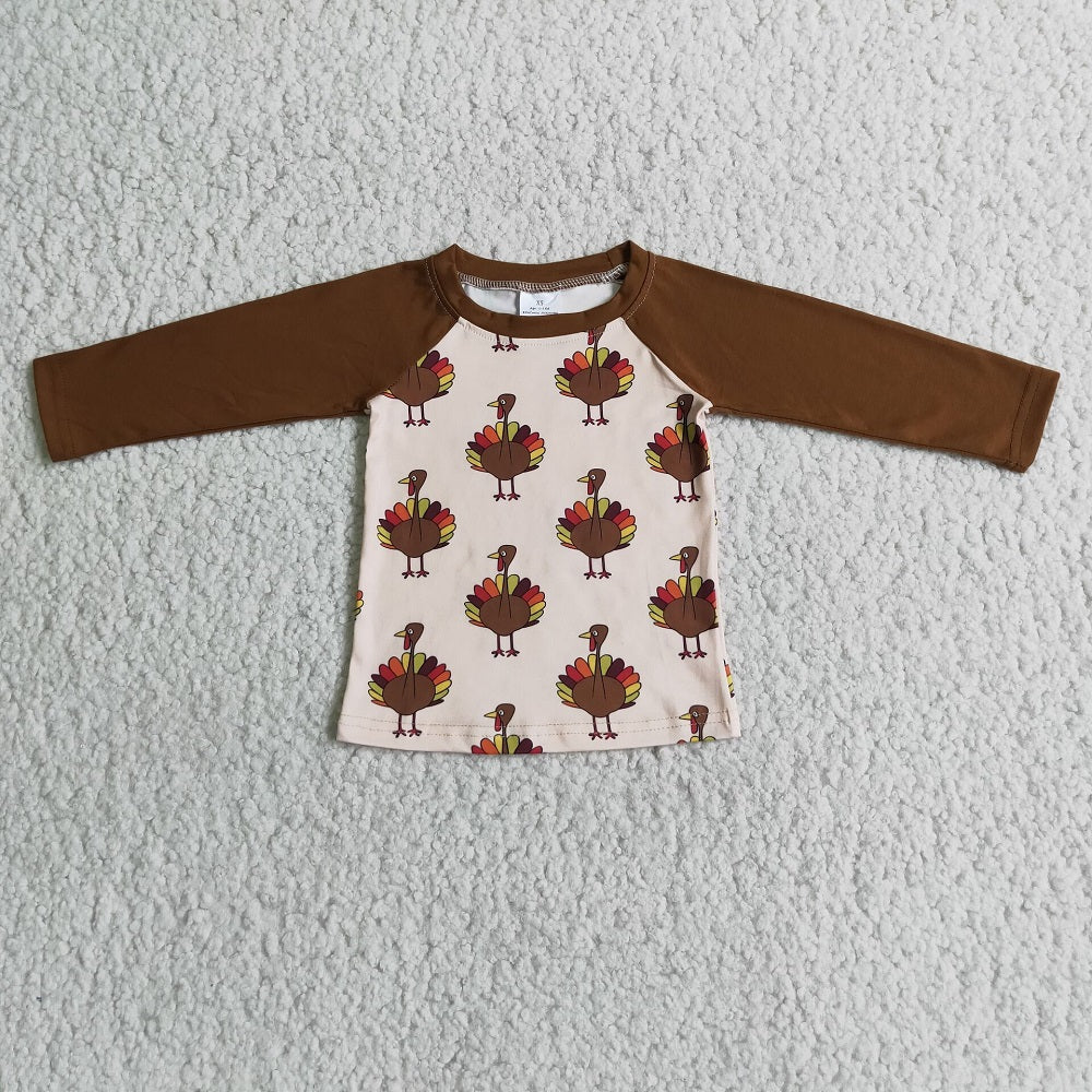 Thanksgiving Kids Boys T-shirt Long Sleeve Tops 6 C6-34