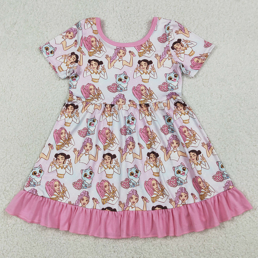 Baby Girls Dress Cartoon Demon Hunting Ruffle Knee Length Dresses GSD3394 1.8
