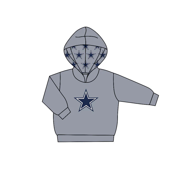Preorder (moq 5)Baby Boys Gray Long Sleeve Stars Team Hoodies Top 7.21