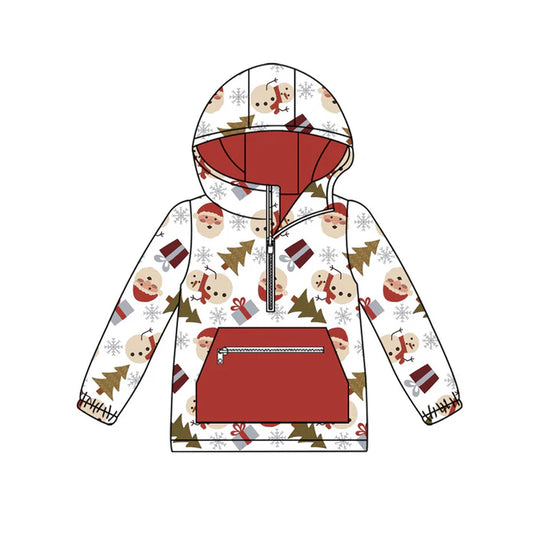 Preorder (moq 8)Baby Boys Snowmen Trees Pocket Zipper Christmas Hoodies Top 9.24