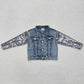 Baby Girls Jeans Jacket Light Denim Sequin Long Sleeve Jackets Cardigans GT0148