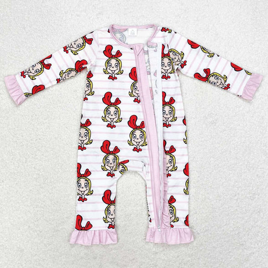 Baby Infant Girls Rompers Pink Long Sleeve Bamboo Zippy Rompers LR1001