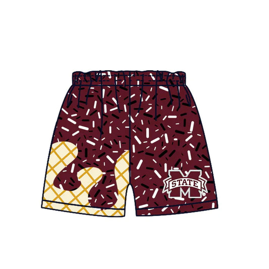 Preorder MOQ 5 pcs M maroon ice cream sprinkle boys team shorts 8.20