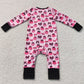 Baby Girls Rompers Pink Bows Pumpkins Fall Two Way Zip Convertible Rompers LR3069