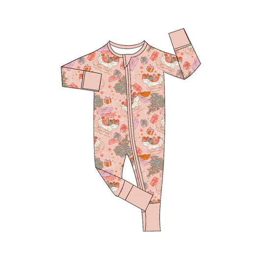 Preorder moq 5 Baby Infant Boys Long Sleeves Christmas Trees Gifts Zipper Romper 7.14
