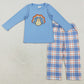 Thanksgiving Baby Boys Clothes Turkey Embroidery Top Checkered Pants Sets GLP2409 BLP1079 7.10