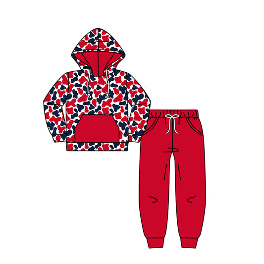 Preorder(moq 5) Baby Girls Clothes Long Sleeves Red Pockets Button Hoodies Pants Set 8.16