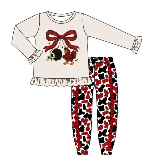 Preorder (moq 5)Baby Girls Chicken Team Top Ruffle Pants Outfits Sets 8.11