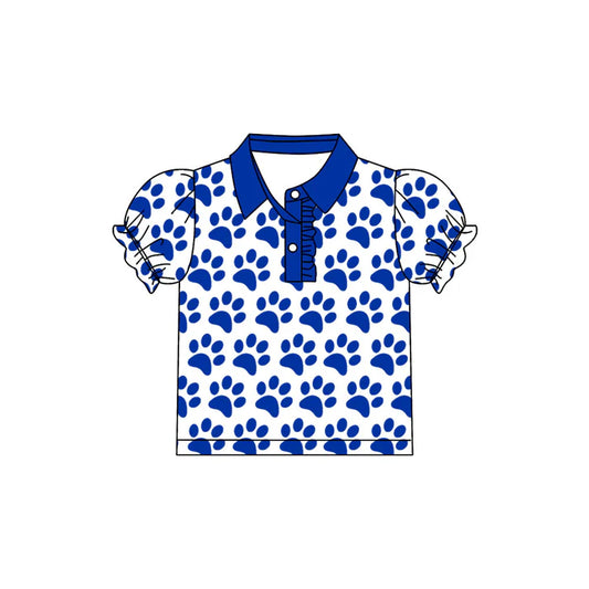 Preorder(moq 5)Baby Girls UK Paw Team Short Sleeve Tee Pullovers Polo Shirts Tops 7.22