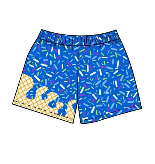 Preorder MOQ 5 pcs blue ice cream sprinkle boys team shorts 8.20