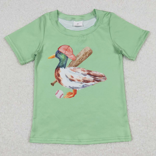 Boutique Baby Boys Clothes Baseball Duck Print Cute Short Sleeve T-shirts BT0611