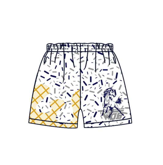 MOQ 5 pcs horse white ice cream sprinkle kids boys team shorts 8.20