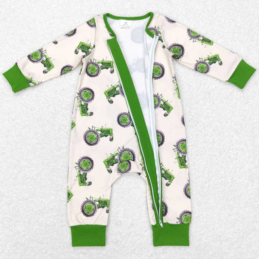 Baby Infant Boys Rompers Tractor Zip Long Sleeve Rompers LR0717