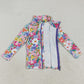 Baby Girls Clothes Long Sleeves Pink Lavender Floral Pockets Zipper Yoga Jackets GT1061 7.19