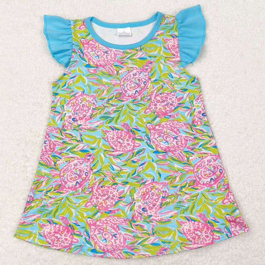 Baby Girls Clothes Tops Pink Turtle Flutter Sleeve Tunic Tops GT0566