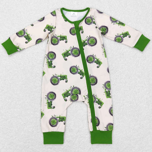 Baby Infant Boys Rompers Tractor Zip Long Sleeve Rompers LR0717