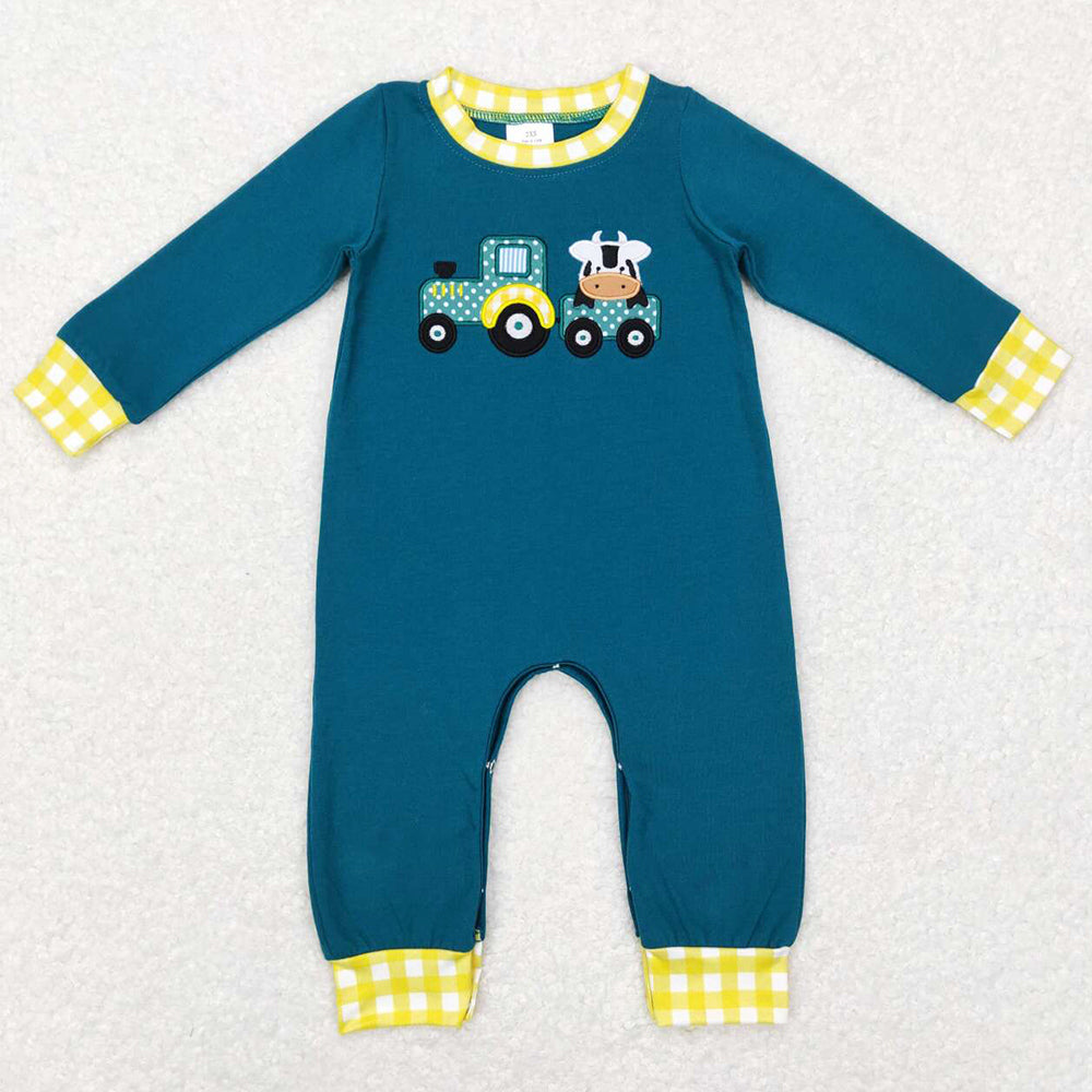 Baby Boys Rompers Cow Tractor Farm Embroidery Kids Rompers LR0377